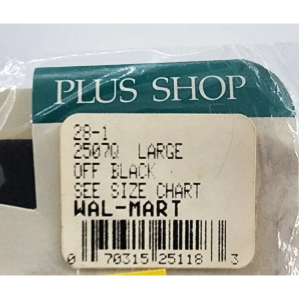 Vtg Big Mama Lycra Sheer Control Top Pantyhose‎ Cotton Shield Off Black Sz Large